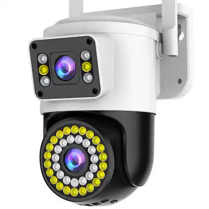 Front. Cluzine - 2MP Smart Wireless Outdoor Security Camera, Home Dual-Lens WiFi Camera with Remote View, Night Vision & Motion Alert.