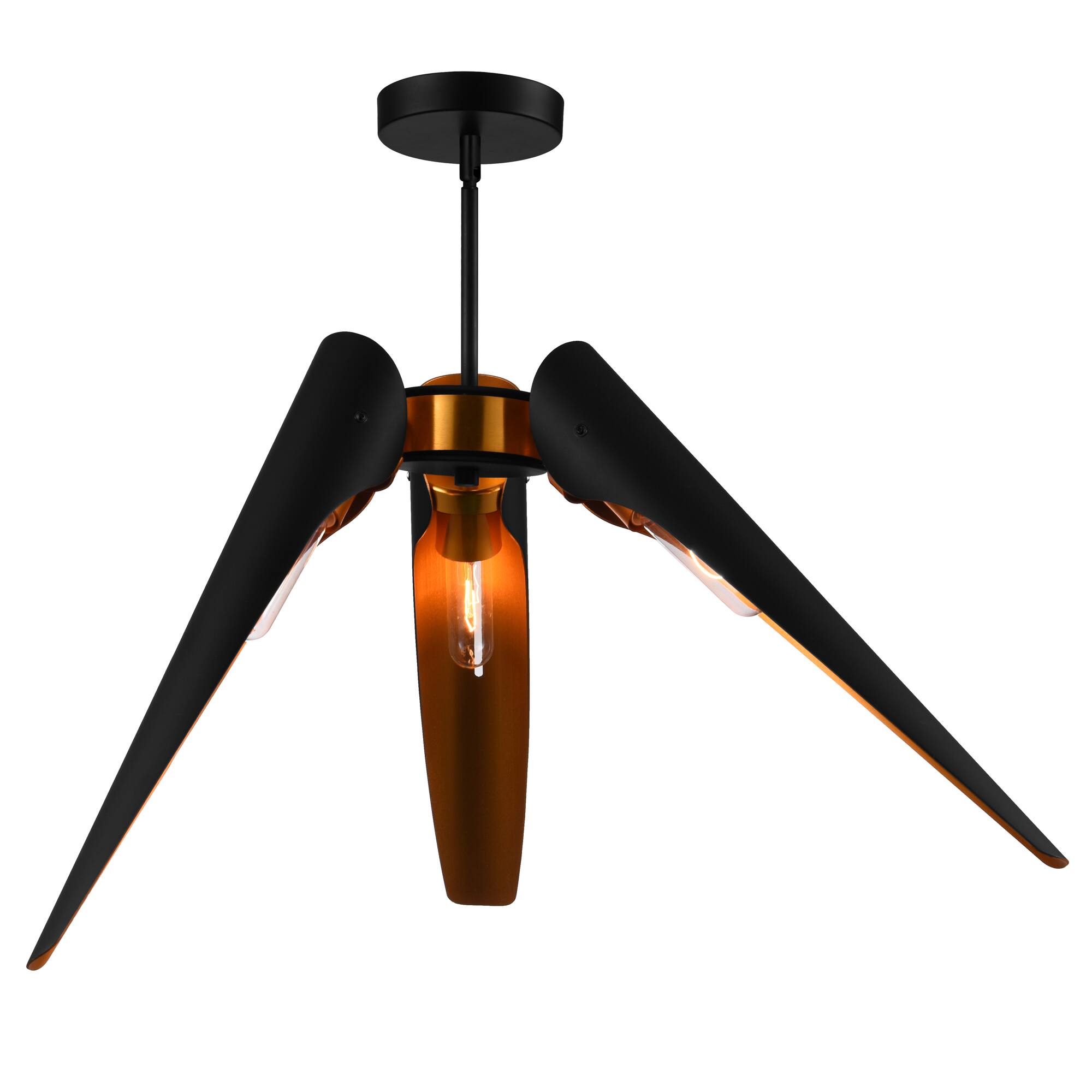 Left. CWI Lighting - Amar 3 Light Chandelier With Matte Black Finish - Matte Black.