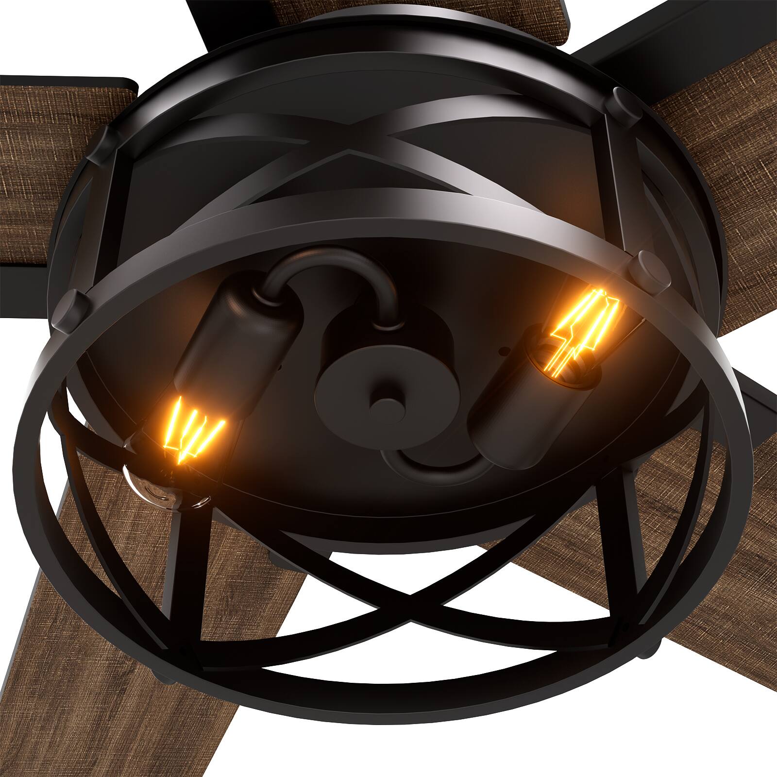 Alt View 8. Siljoy - 52-inch Modern Farmhouse Cage Flush Mount Fan with Light APP & Remote Control for Indoor Covered Patio - Matte Black.