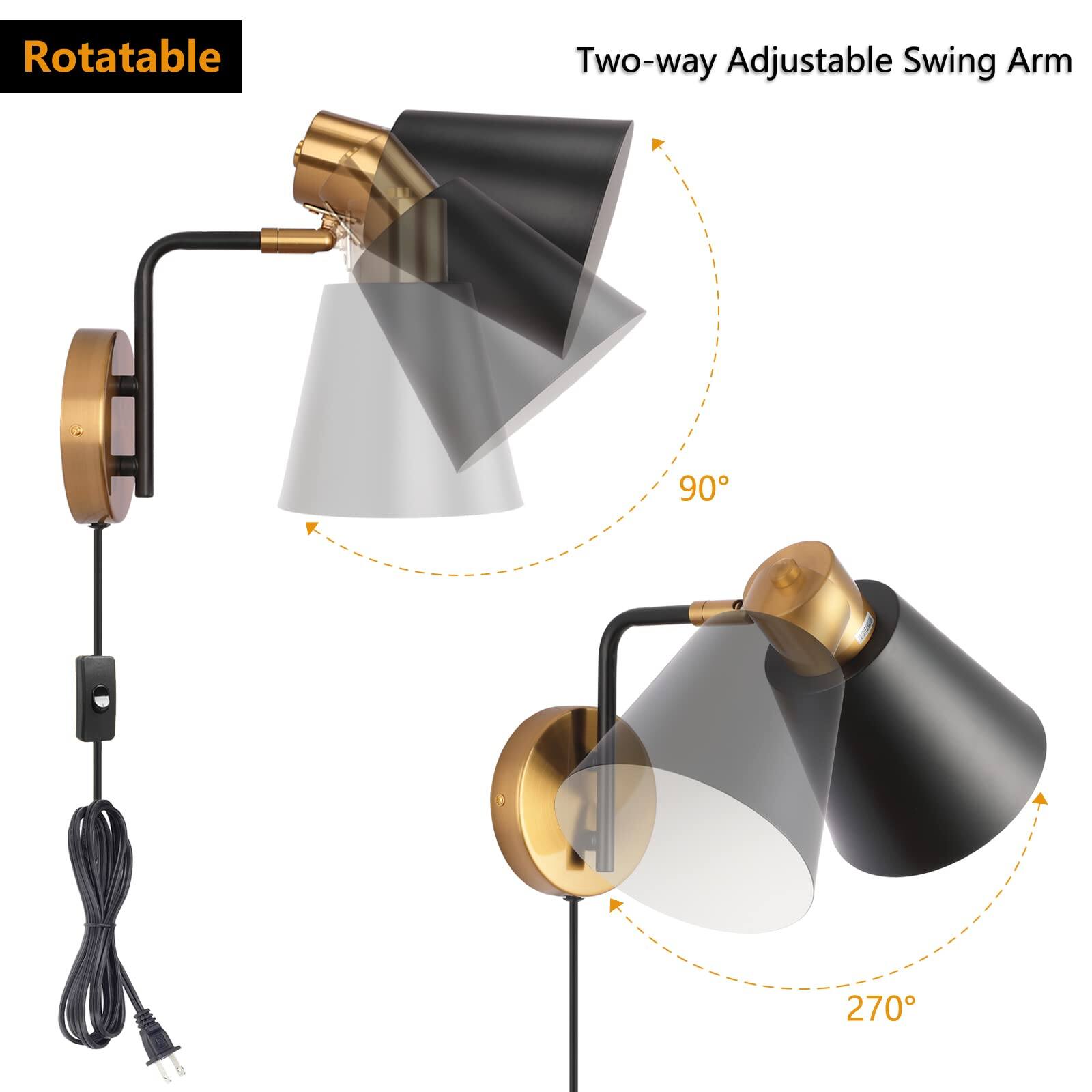 Rotatable  
Two-way Adjustable Swing Arm  
90°  
270°