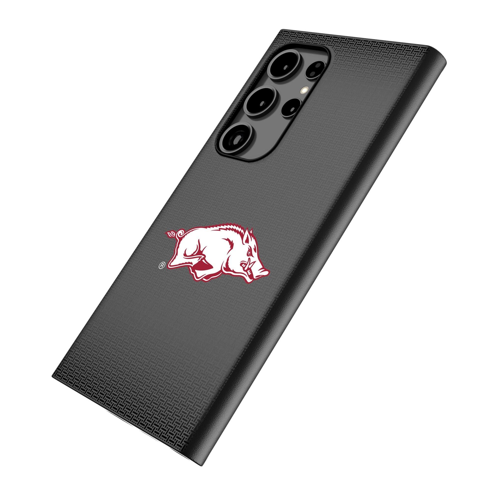 Alt View 1. Keyscaper - Arkansas Razorbacks Linen Galaxy Magnetic Bump Case - S25 - Black.