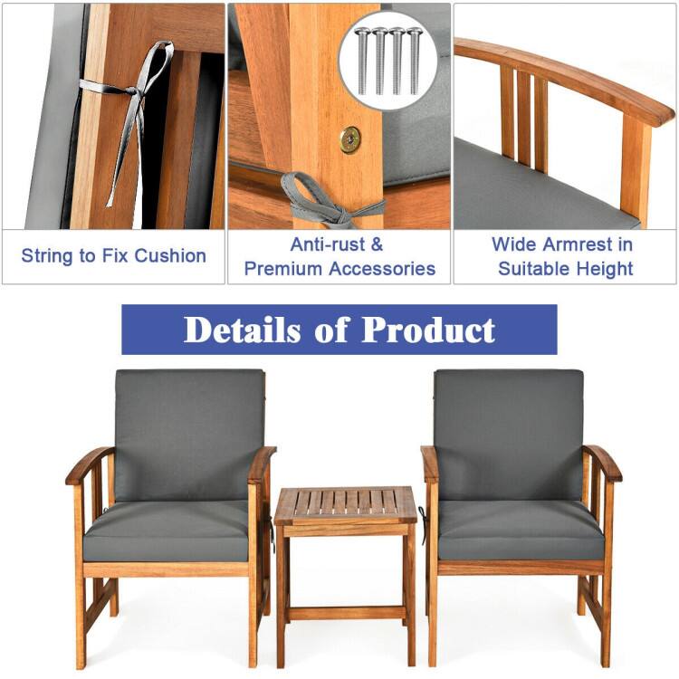 Anti-rust & Premium Accessories  
String to Fix Cushion  
Wide Armrest in Suitable Height  

Details of Product