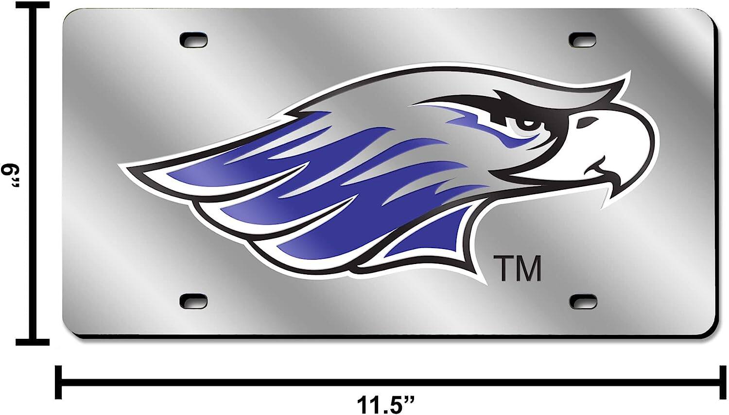 Alt View 4. Rico Industries - Wisconsin Whitewater Warhawks Mirrored Laser Cut License Plate Auto Tag - Multi.