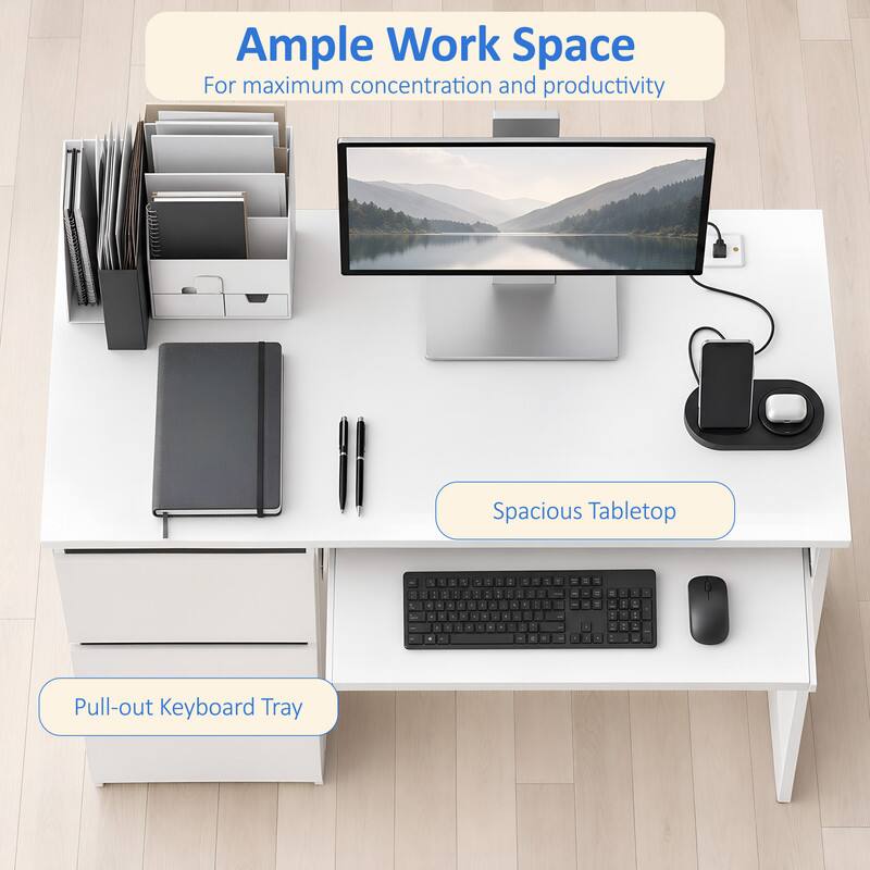 Ample Work Space For maximum concentration and productivity Spacious Tabletop : 1 -  - . d - . - - . . : . , . 1 : . , 1 : . - : . . M . . . - -  . : : : A Pull-out Keyboard Tray