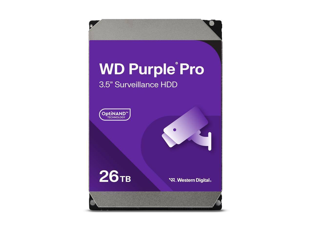 WD Purple Pro 3.5" Surveillance HDD  
OptiNAND Technology  
26 TB  
Western Digital