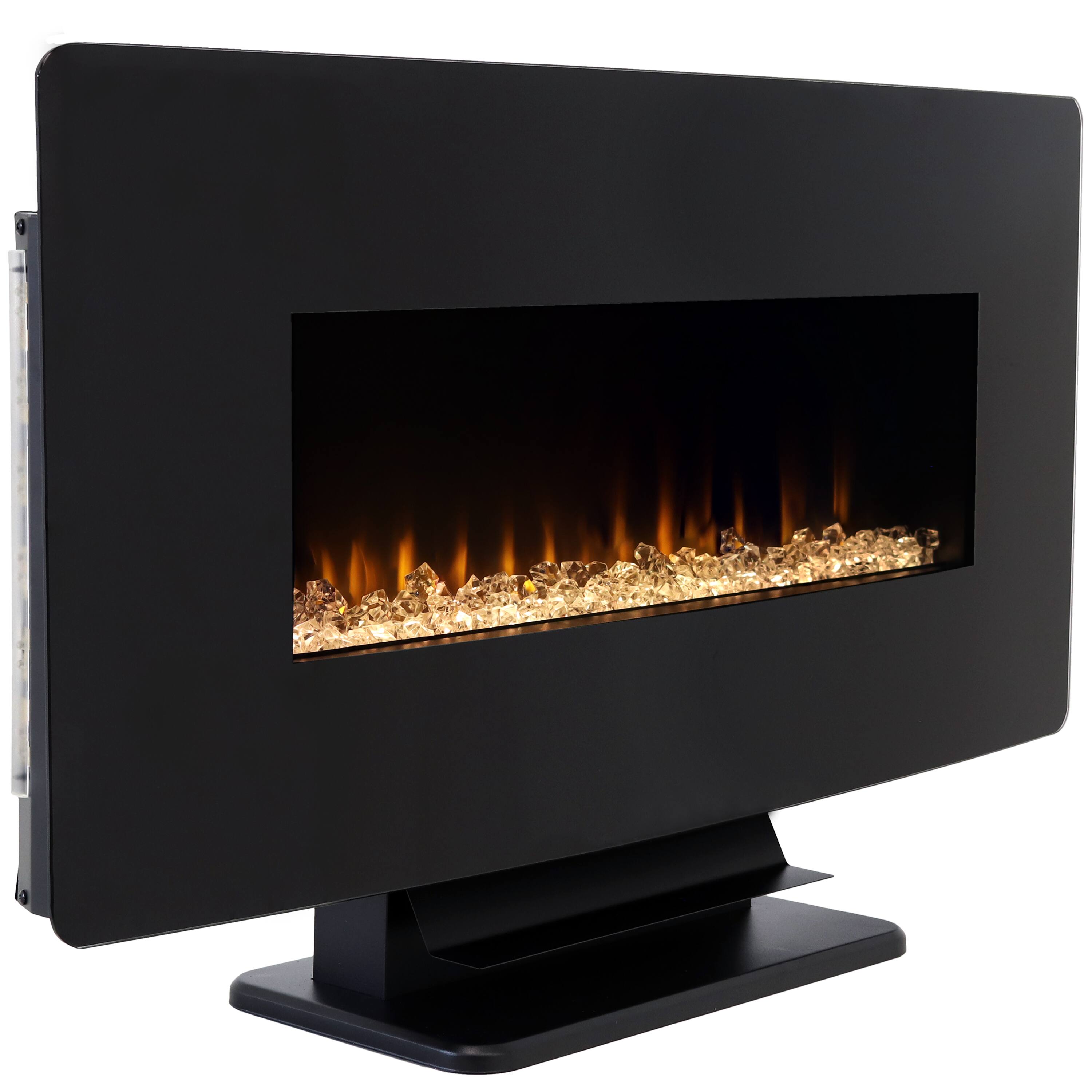 Alt View 9. Sunnydaze - 35.75 in Curved Face Wall or Freestanding Electric Fireplace - Black.