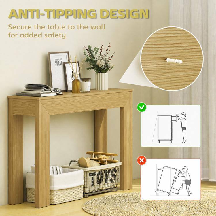 ANTI-TIPPING DESIGN  
Secure the table to the wall for added safety