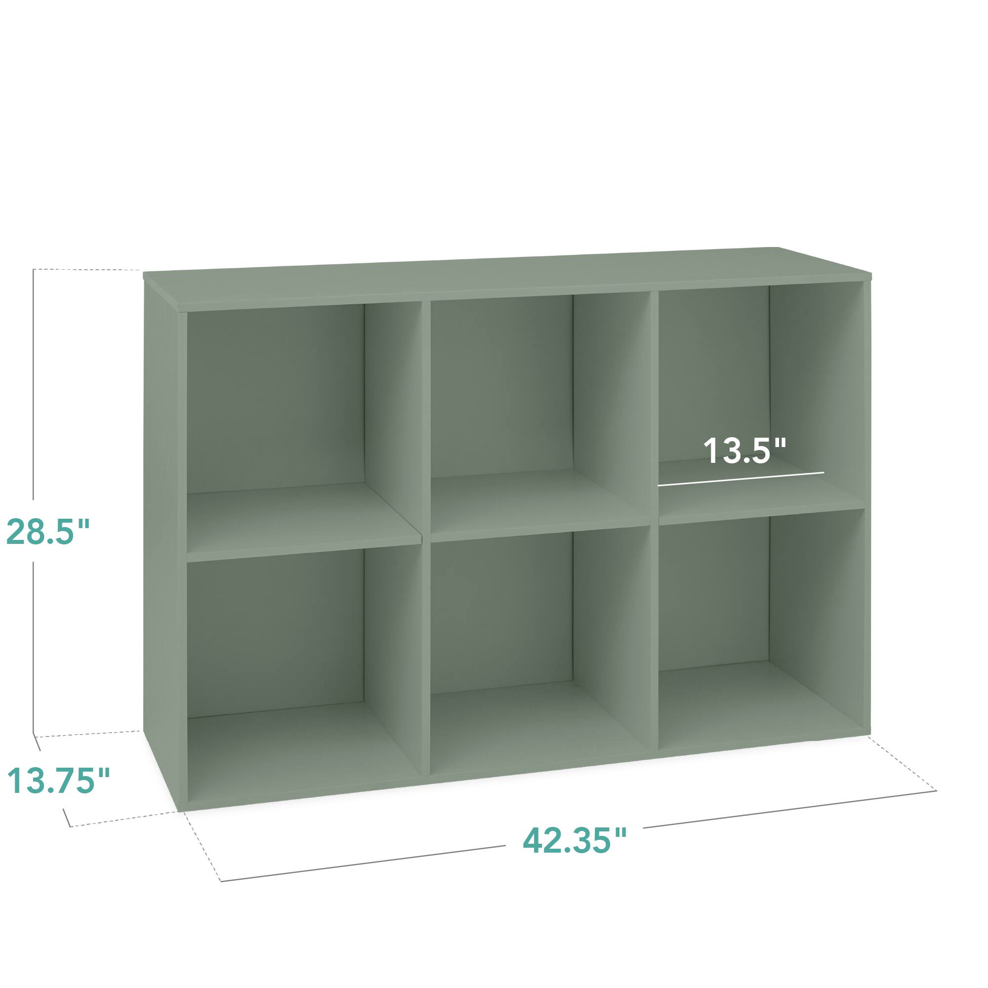 The dimensions of the shelf are:

- Width: 42.35"
- Height: 28.5"
- Depth: 13.75"
- Shelf depth: 13.5"