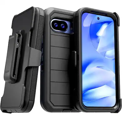 Front. RomeTech - Defender Case for Google Pixel 9a - Black - Black.