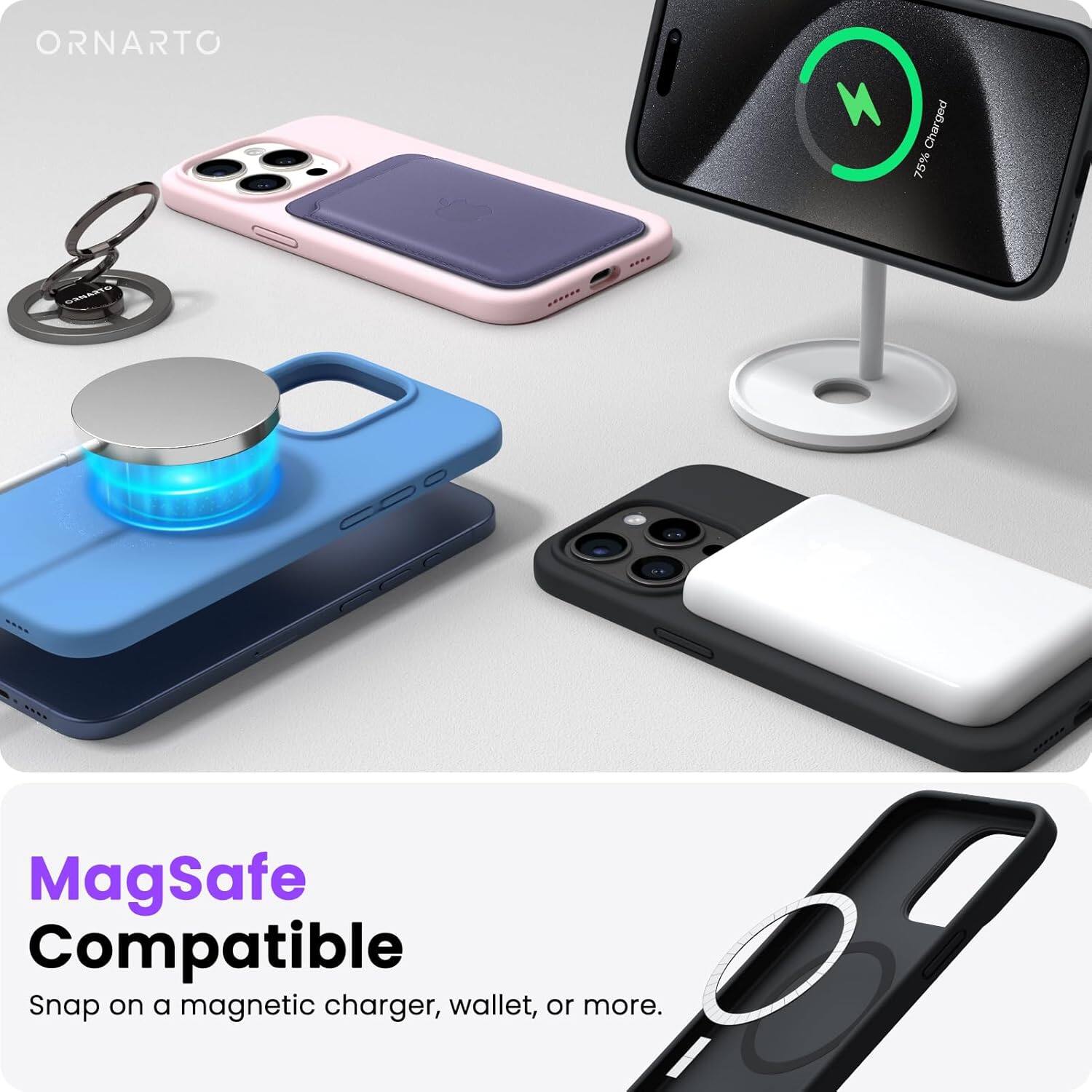 Coque Magnétique Pour IPhone 14 Pro Avec Lanière - Compatible MagSafe - Longueur Réglable 150 Cm - Noir