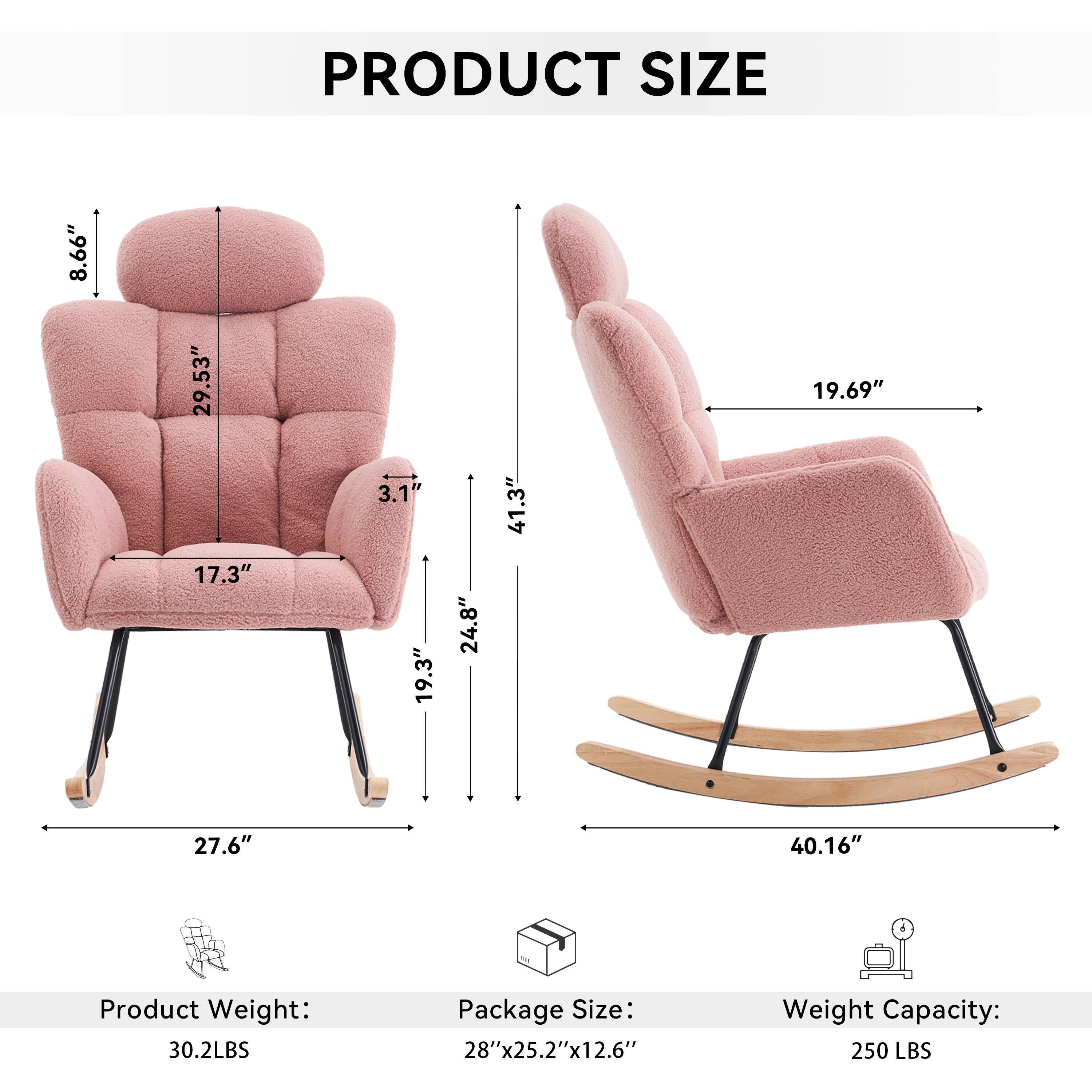 PRODUCT SIZE

- Height: 8.66"
- Width: 29.53"
- Depth: 17.3"
- Armrest Height: 3.1"
- Seat Height: 19.3"
- Seat Depth: 24.8"
- Overall Width: 27.6"
- Overall Depth: 41.3"
- Overall Height: 41"
- Reclined Width: 19.69"
- Reclined Depth: 40.16"

Product Weight: 30.2 LBS

Package Size: 28" x 25.2" x 12.6"

Weight Capacity: 250 LBS