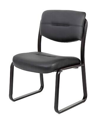 Alt View 6. Boss Office Products - Armless Leather Sled Base Side Chair (B9539) - Black.