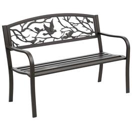 Outsunny - 50" Outdoor Bench, Metal Garden Bench with Animal Pattern Backrest, Porch Bench - Brown