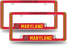 Rico Industries - Maryland NCAA Terrapins (Set of 2) Chrome Metal License Plate Frames with Bold Full Frame Design - Multi
