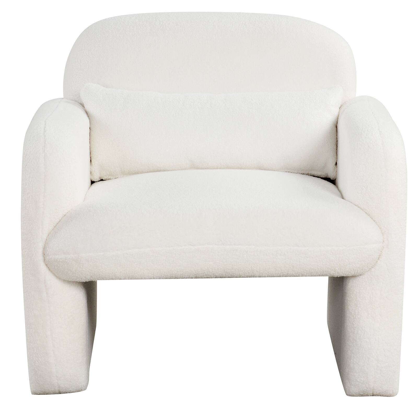 Alt View 9. Gymax - Gymax 2PCS Modern Accent Chair Sherpa Fabric Upholstered Armchair w/ Waist Pillow White - White.