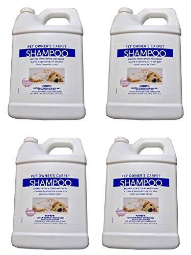 PET OWNER'S CARPET SHAMPOO  
ENZYME ATTACK STAINS AND ODORS  
CLEANS & DEODORIZES IN ONE STEP  
FRESH LAVENDER SCENT  

KIRBY  
CARPET SHAMPOO  
KIRBY CLEANING SYSTEM