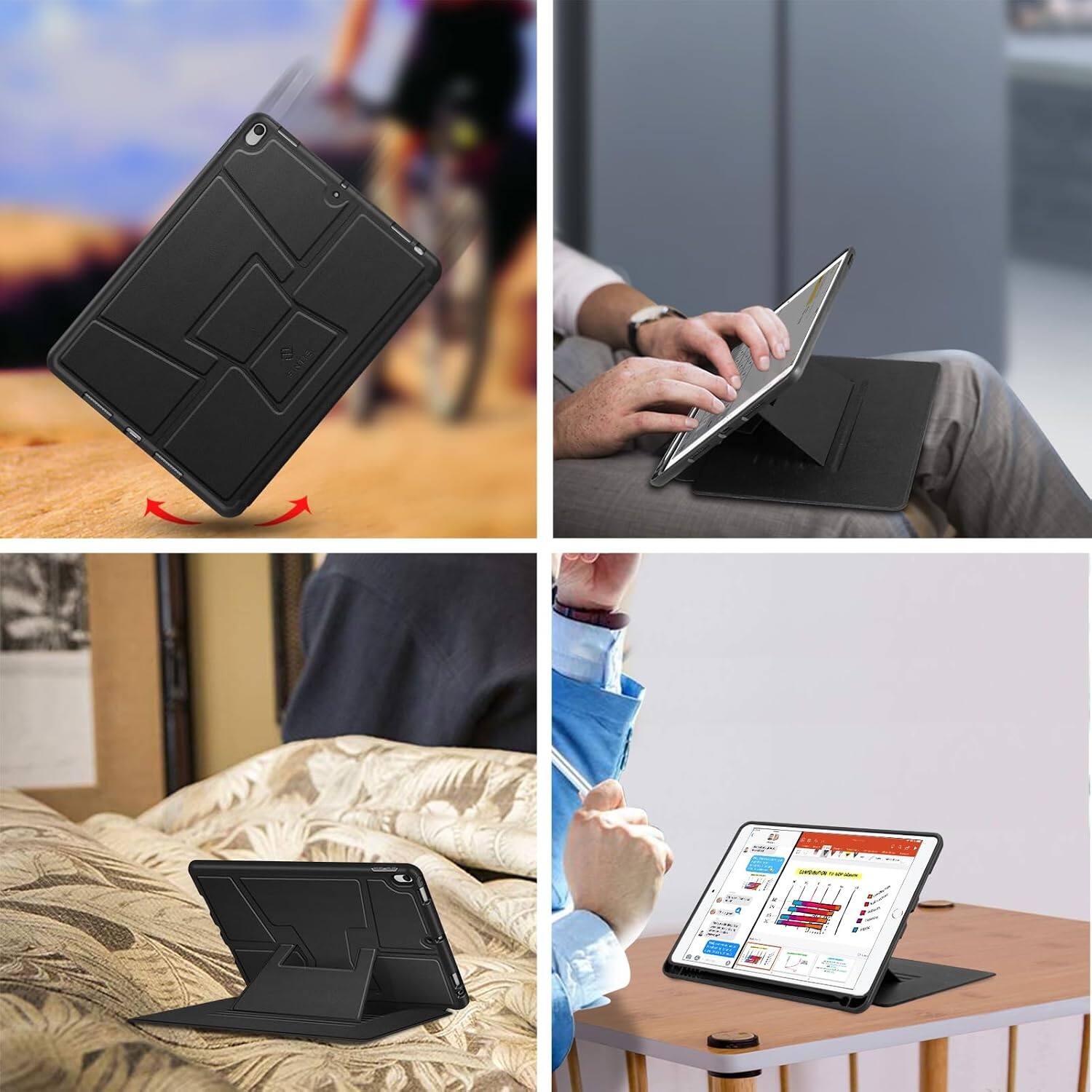 Alt View 5. Fintie - Magnetic Stand Case for iPad Air 3rd Generation 2019 / iPad Pro 10.5" 2017 Multiple Viewing Angles Soft TPU Back Cover - Black.