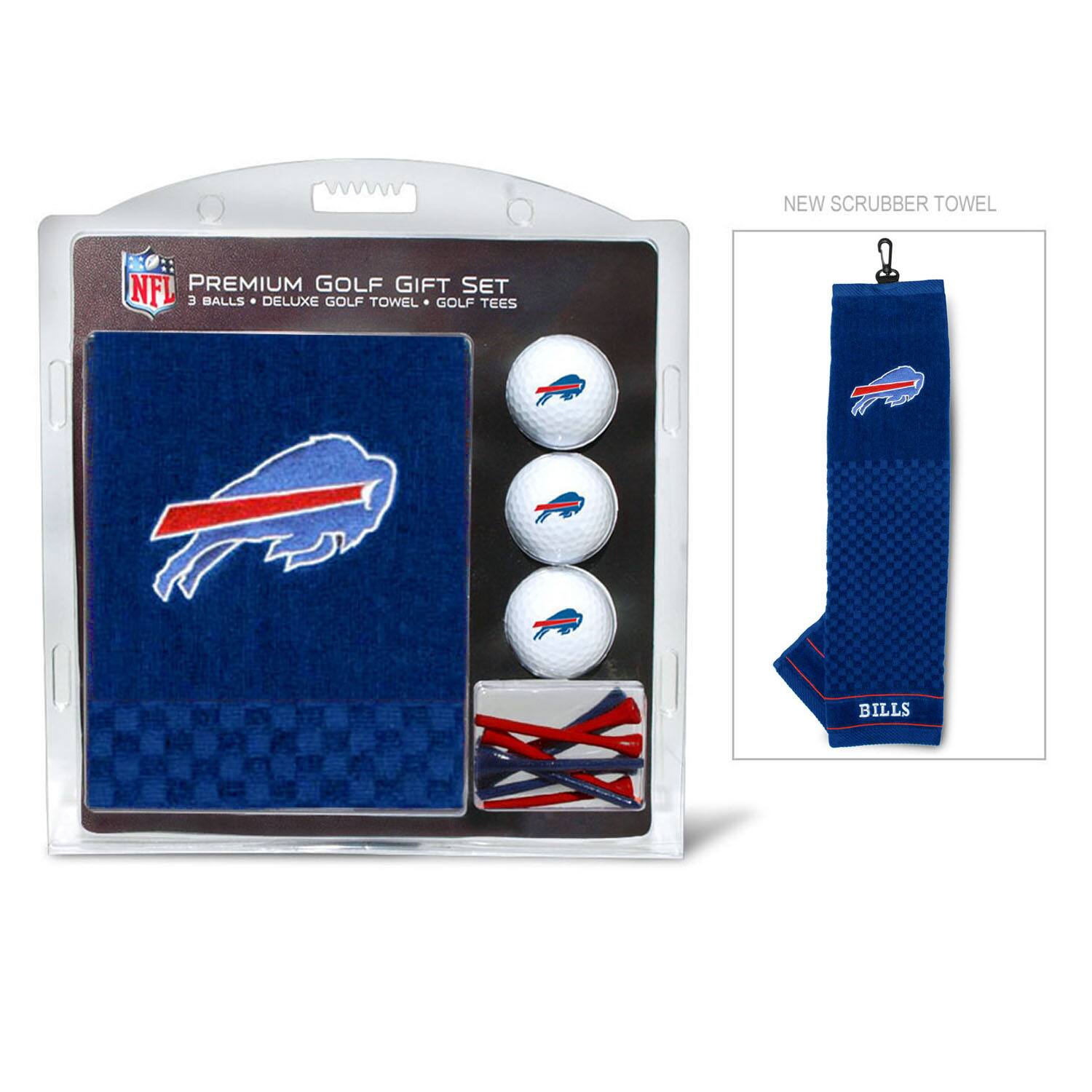 NEW SCRUBBER TOWEL

NFL PREMIUM GOLF GIFT SET  
3 BALLS • DELUXE GOLF TOWEL • GOLF TEES
