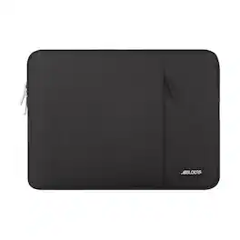 mosiso - 13.3-inch Padded Vertical Laptop Sleeve with Front Pocket - Black