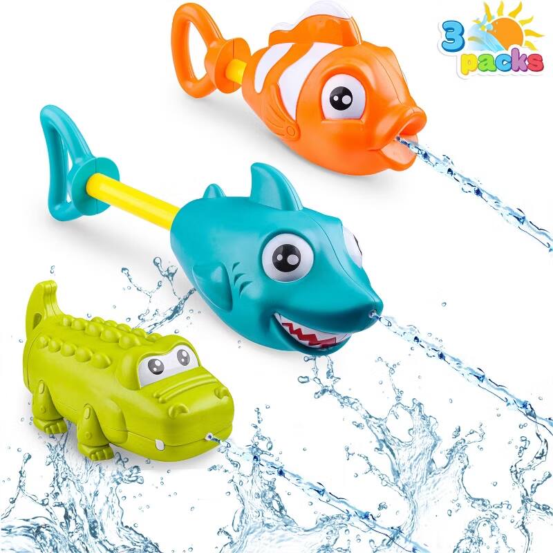 Front. Joyfy - 3 Packs Animal Water Blaster for Kids, Assorted Colors, Water Guns for Kid Pool Beach Toys Summer Outdoor Activity Play - colorful.