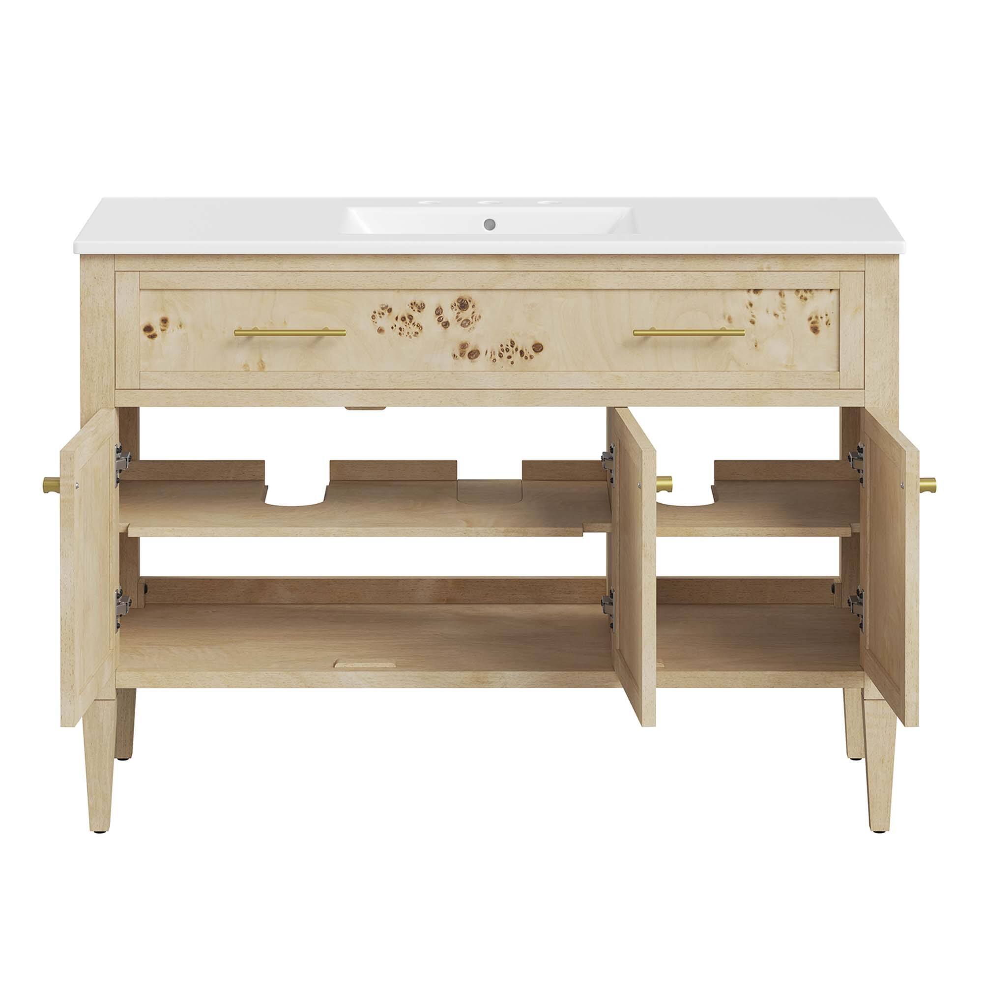 Alt View 5. Modway - Elysian Bathroom Cabinet Basin Not Included by Modway - White Burl.