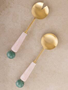 GAURI KOHLI - Copenhagen Salad Servers - Shades of pink, green and gold