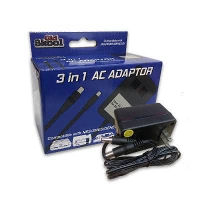 Old Skool - High Powered 3 in 1 AC Adapter - SNES / NES / Genesis 1 - Black