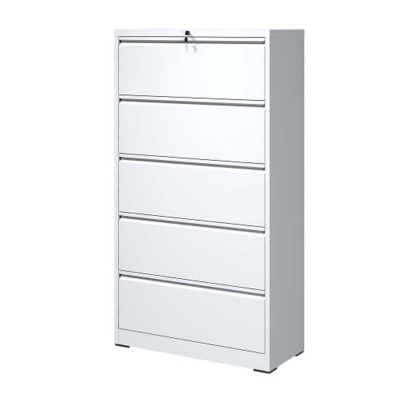 Alt View 7. HTUTWOO - 5 Drawer Metal Lateral File Cabinet – Filing Cabinet with Lock, Lockable File Cabinet for Home, Locking Metal Cabinet - White.