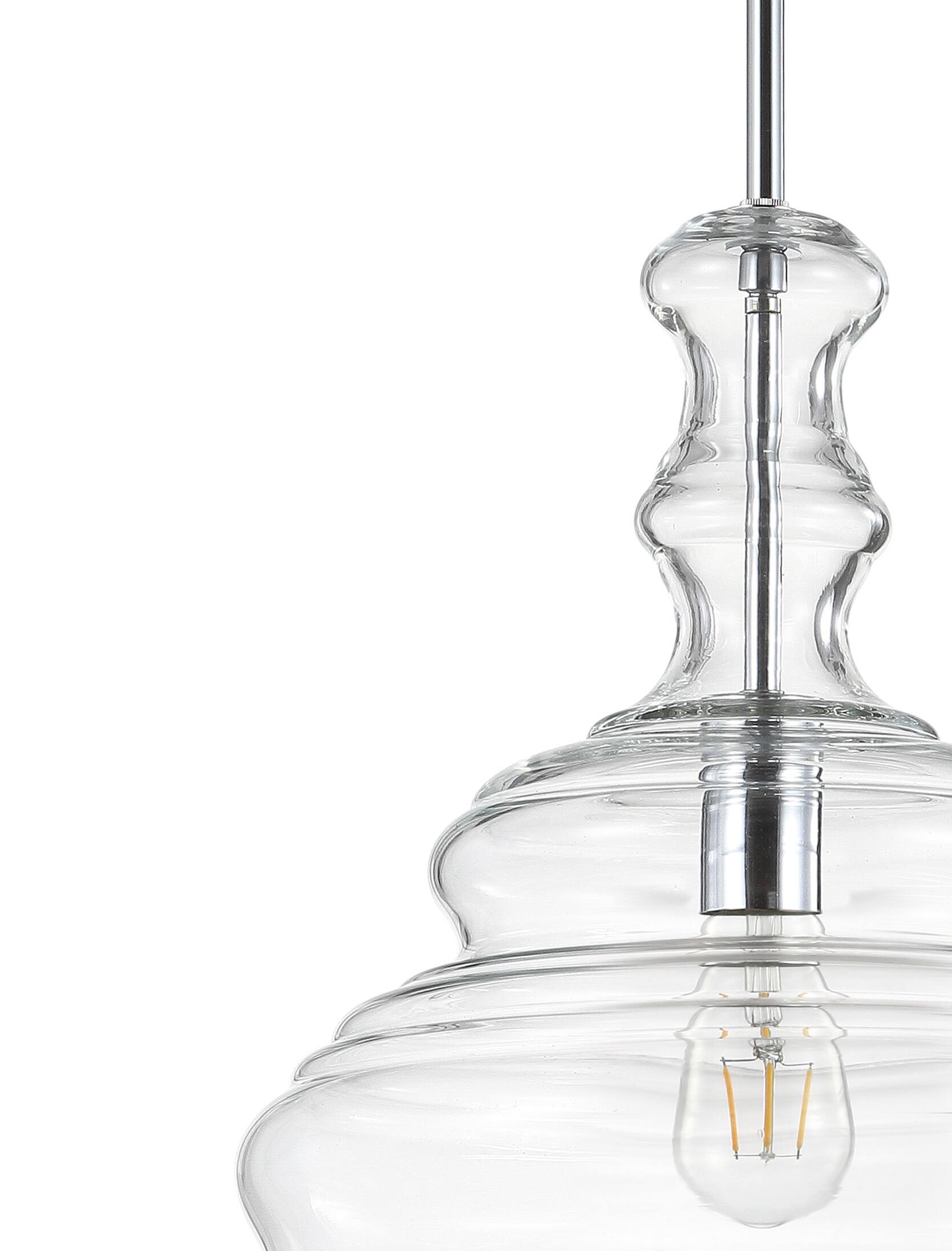 Alt View 4. Jonathan Y - Bettina 13.37" Glass/Metal LED Pendant, Chrome/Clear - Chrome.