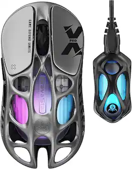 GravaStar - Mercury X Pro Wireless 8K Hz Gaming Mouse with 32000 DPI and 49g Magnesium Alloy Frame - Wireless - Interstellar Silver