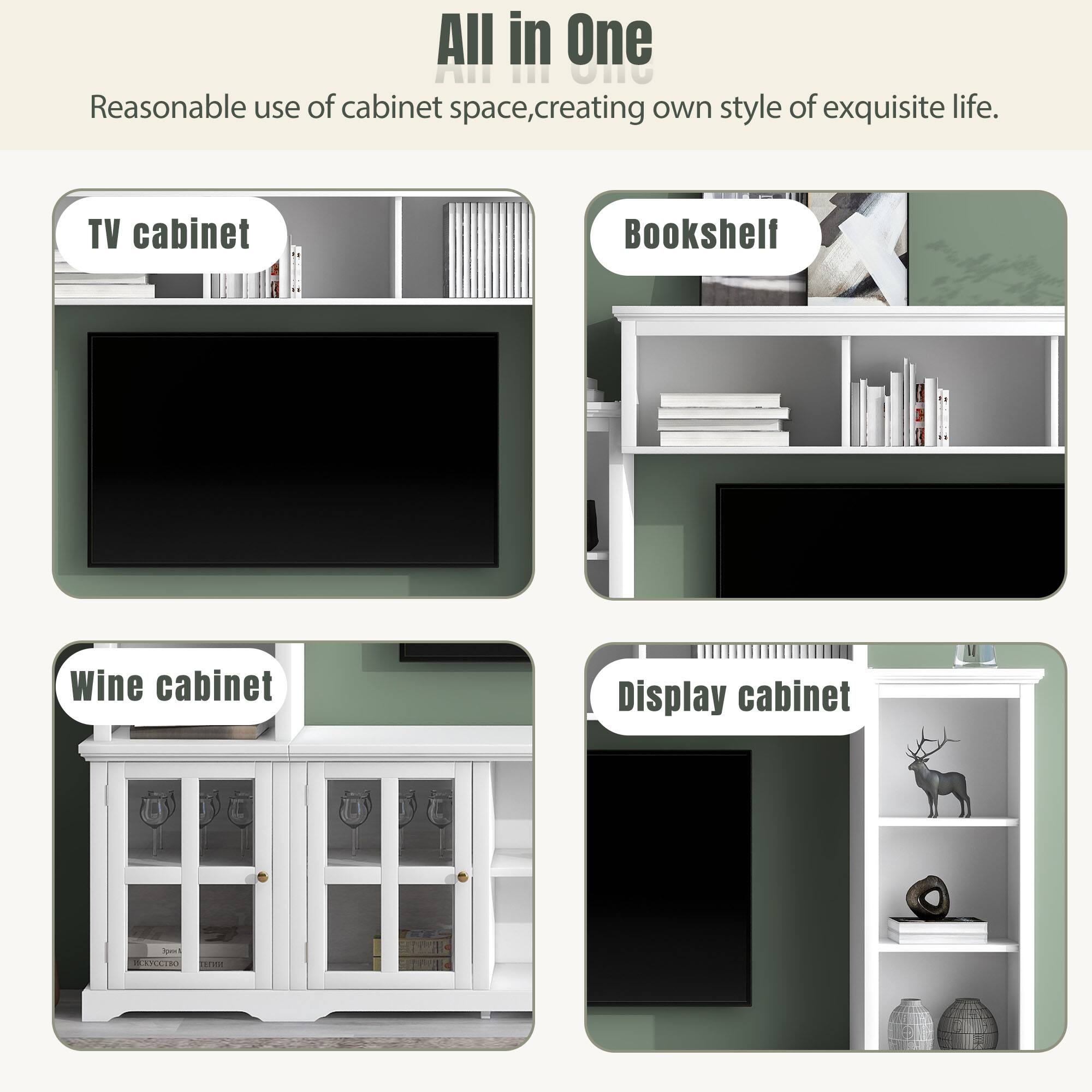 All in One  
Reasonable use of cabinet space, creating own style of exquisite life.

- TV cabinet
- Bookshelf
- Wine cabinet
- Display cabinet