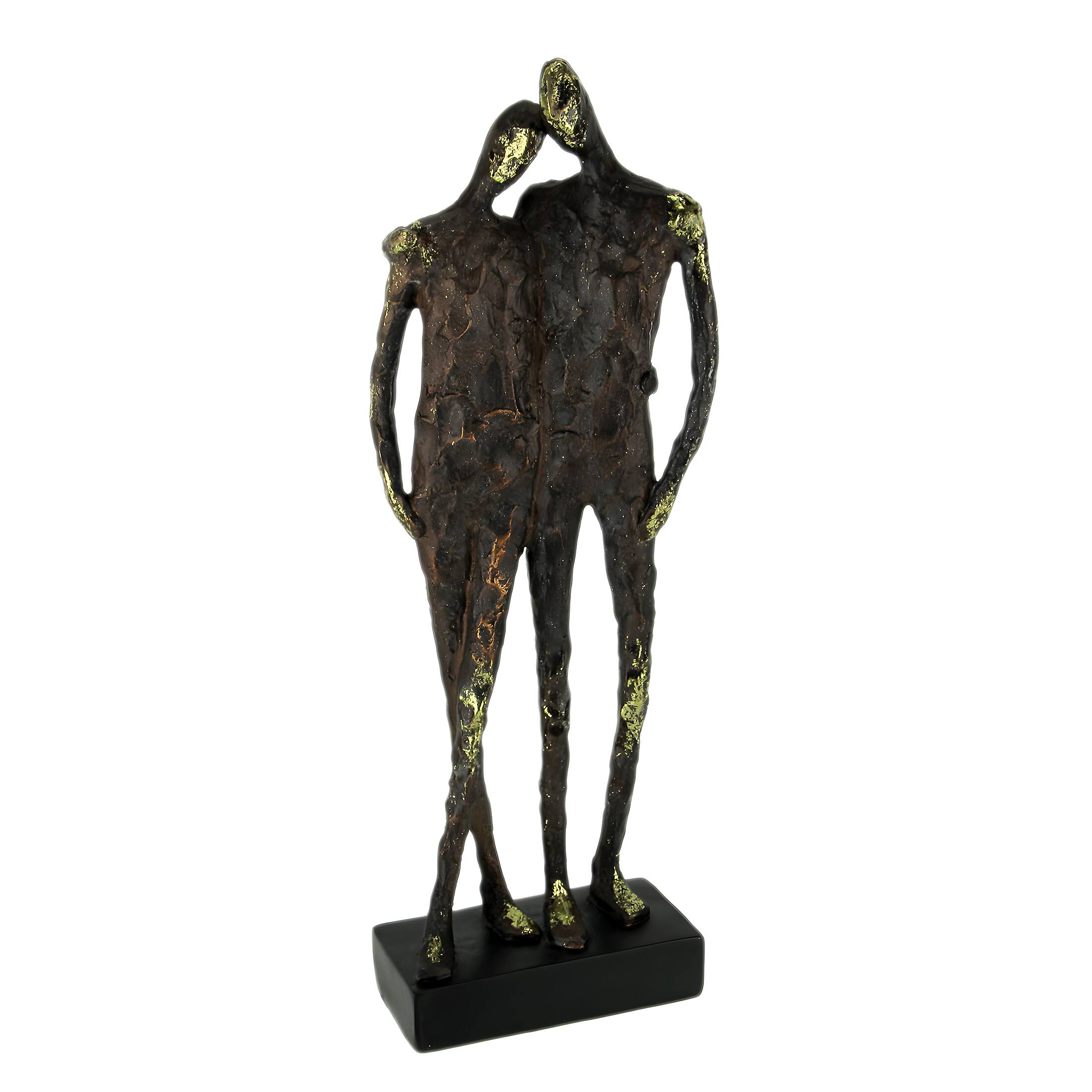 Front. Zeckos - Textured Brown and Metallic Gold Friends Abstract Statue - Brown.
