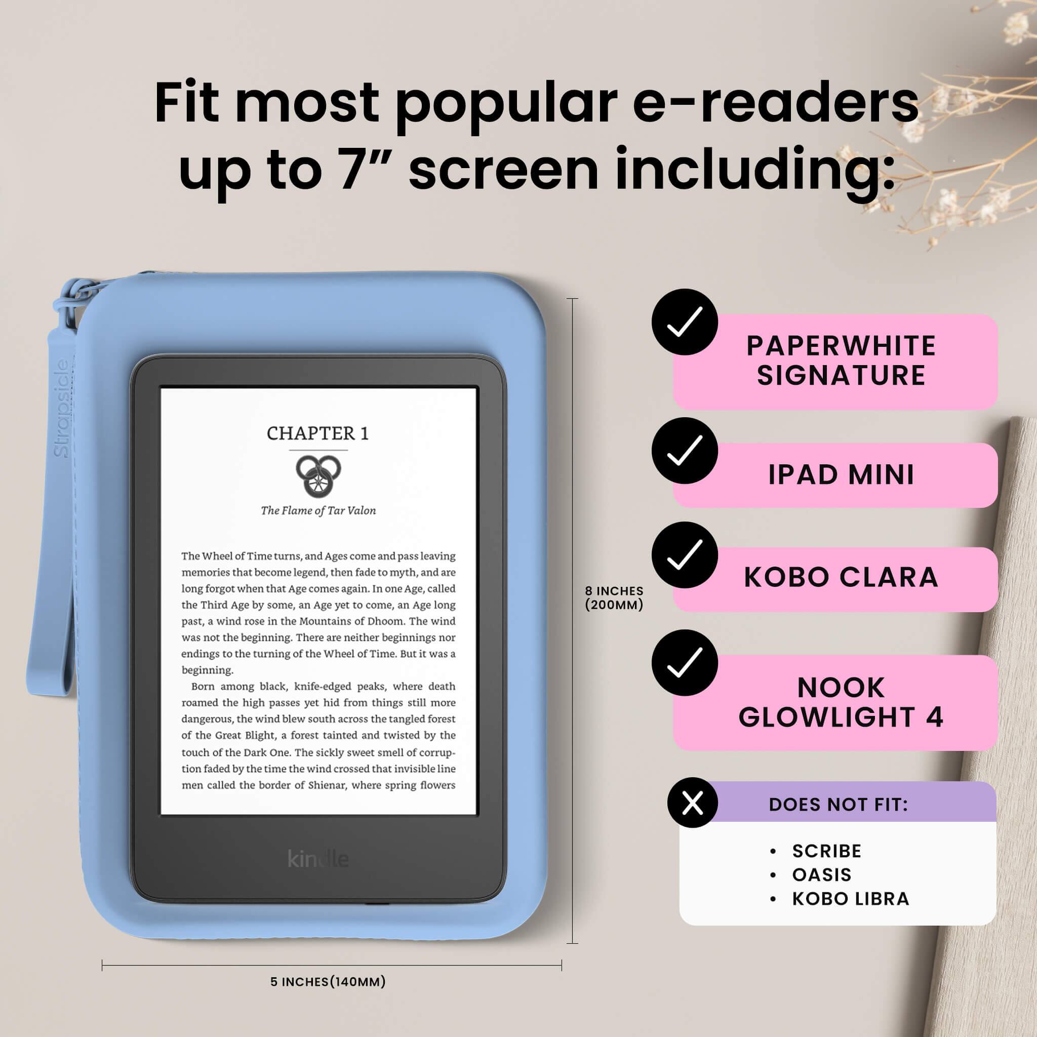 Left. Strapsicle - Strapsicle - Clutch for E-Readers - 6.8″–7″ Paperwhite 2024, 6″ Kindles, Kobos, Nook - Anti-Dust Coating - Blush - Blush.