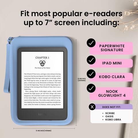 Strapsicle Cinghia Da Polso Per Kindle Basic 2022 E Kobo Nia, Confezione Da 2 In Silicone Morbido, Leggera E Comoda, Colore Blu Bondi