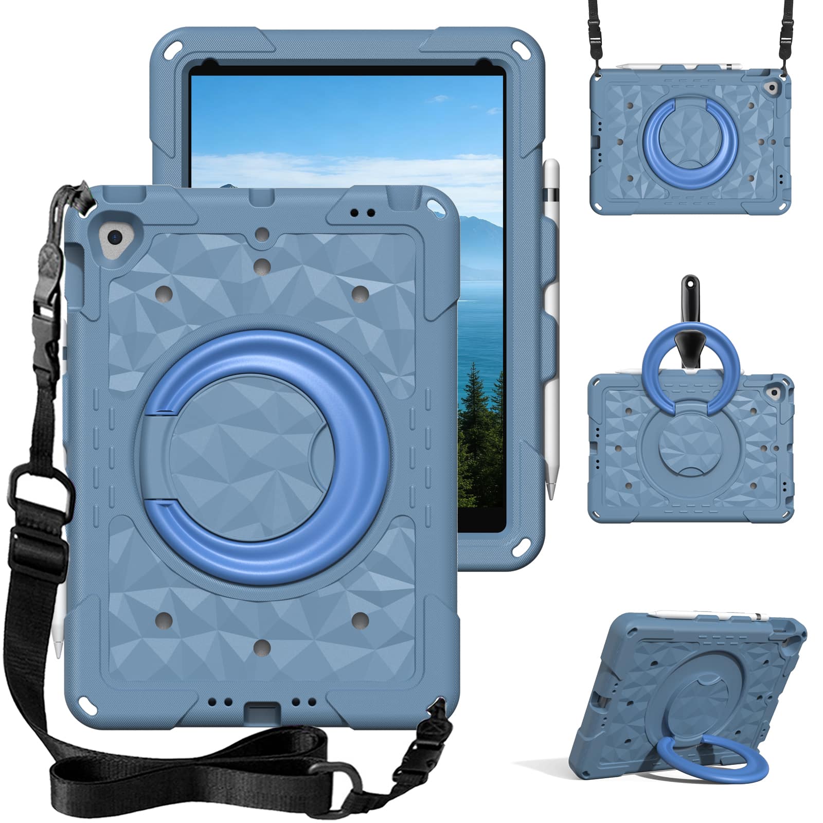 UUCOVER - Kids Case for iPad 9th/8th/7th Generation 10.2 inch Shockproof EVA Handle Stand Cover with Shoulder Strap - Gray Blue price history on PriceWatchPro