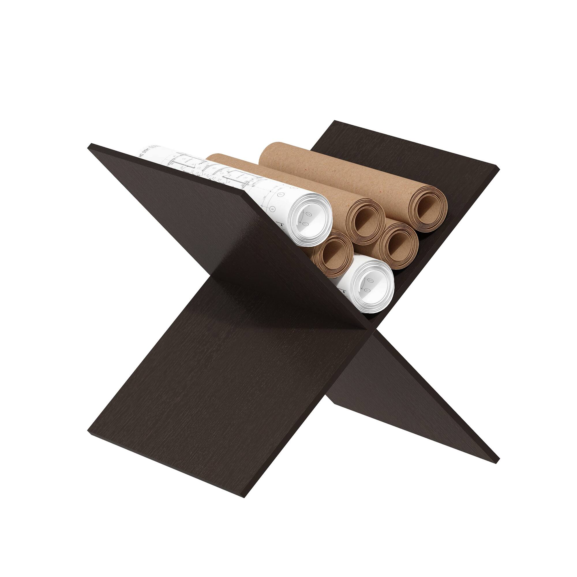 Alt View 3. Furinno - Cubicle X-Shelf Cube Organizer Insert - Dark Oak.