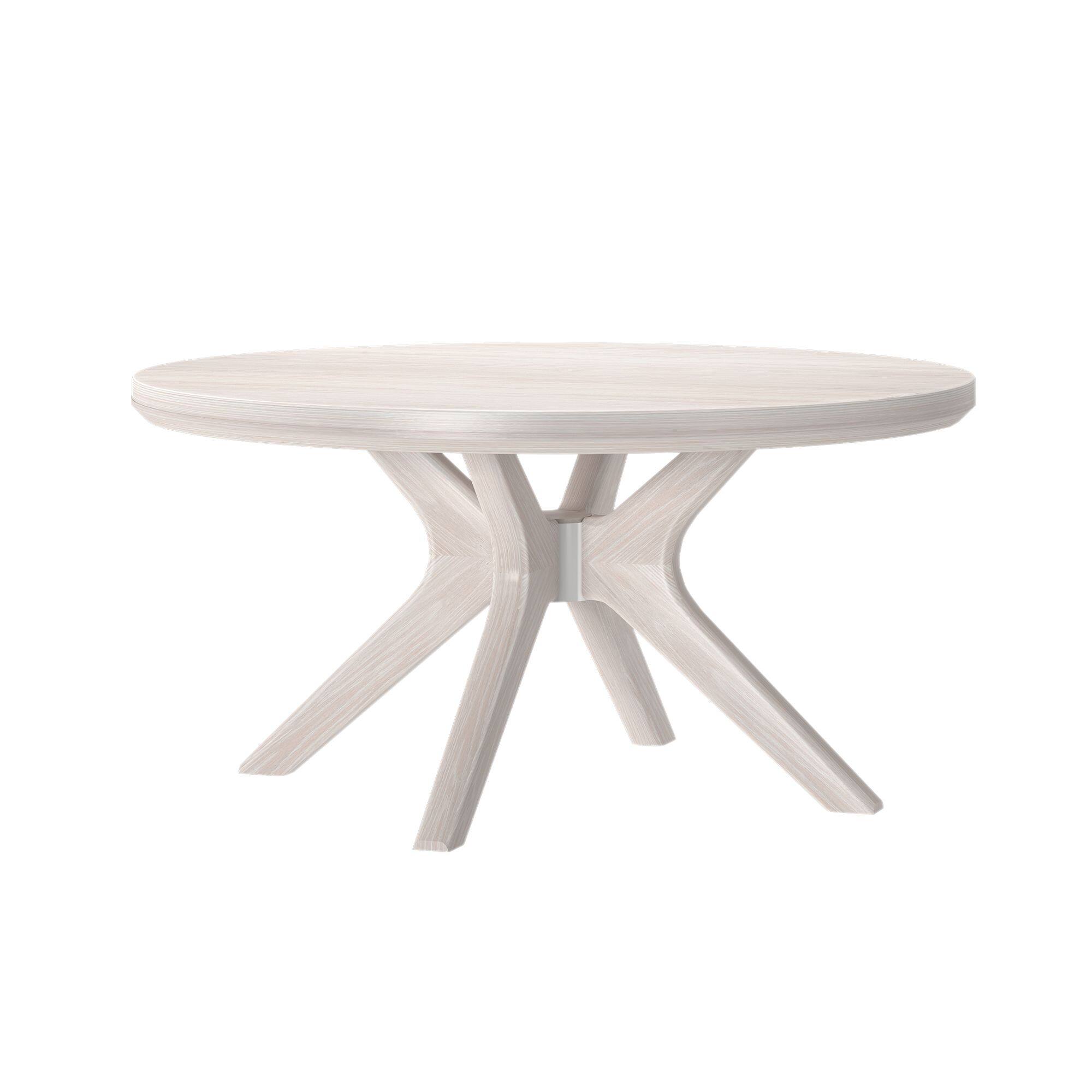 Alt View 2. Plank+Beam - Cross Leg Round Coffee Table (36in x 36in / 910mm x 910mm), White Sand Wirebrush - White Sand Wirebrush.