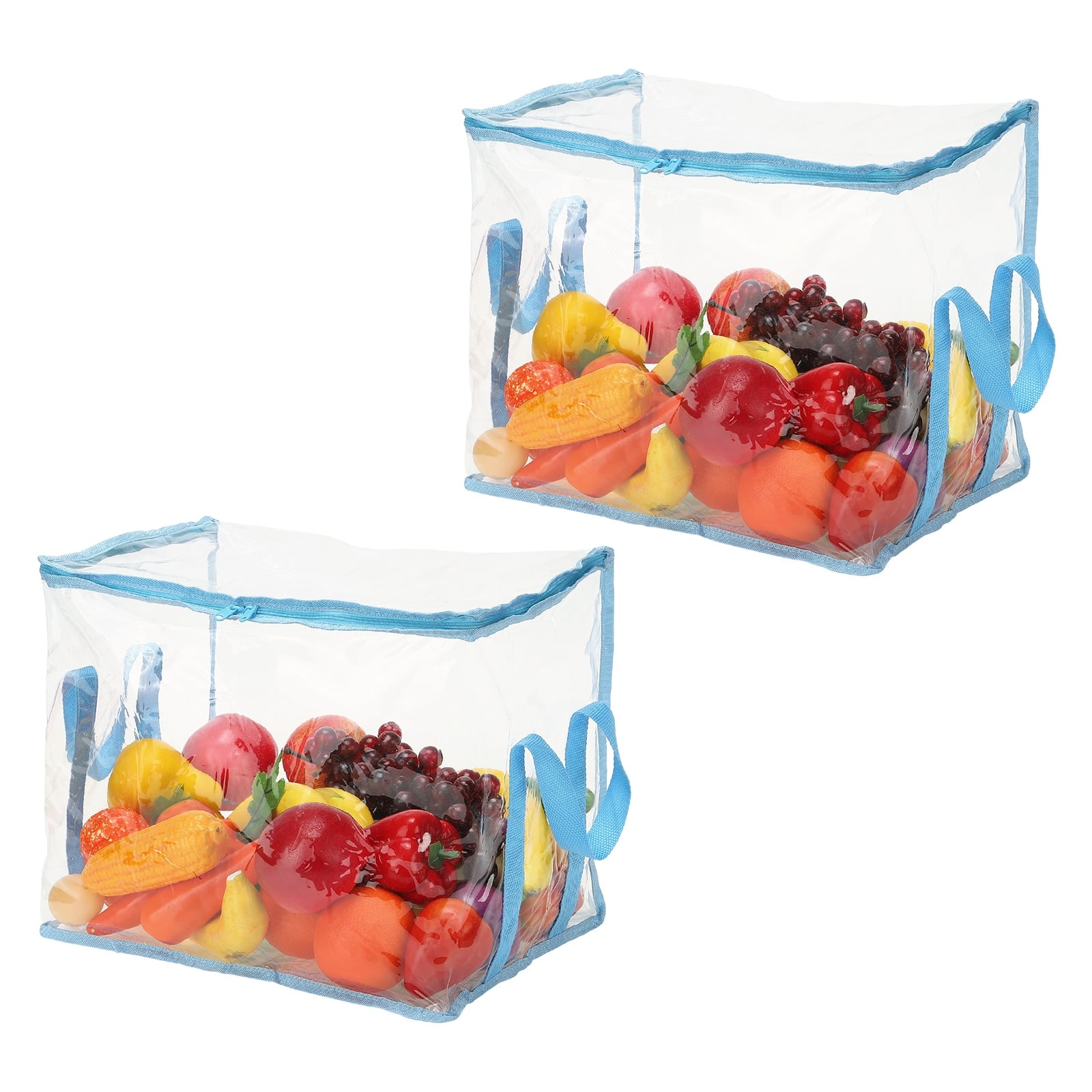 Unique Bargains - 2pcs Doll Storage Bags 14.2x12.4x12.6 Inch Foldable PVC Cloth Waterproof Totes with Reinforced Zipper and Handle - Clear Blue price history on PriceWatchPro