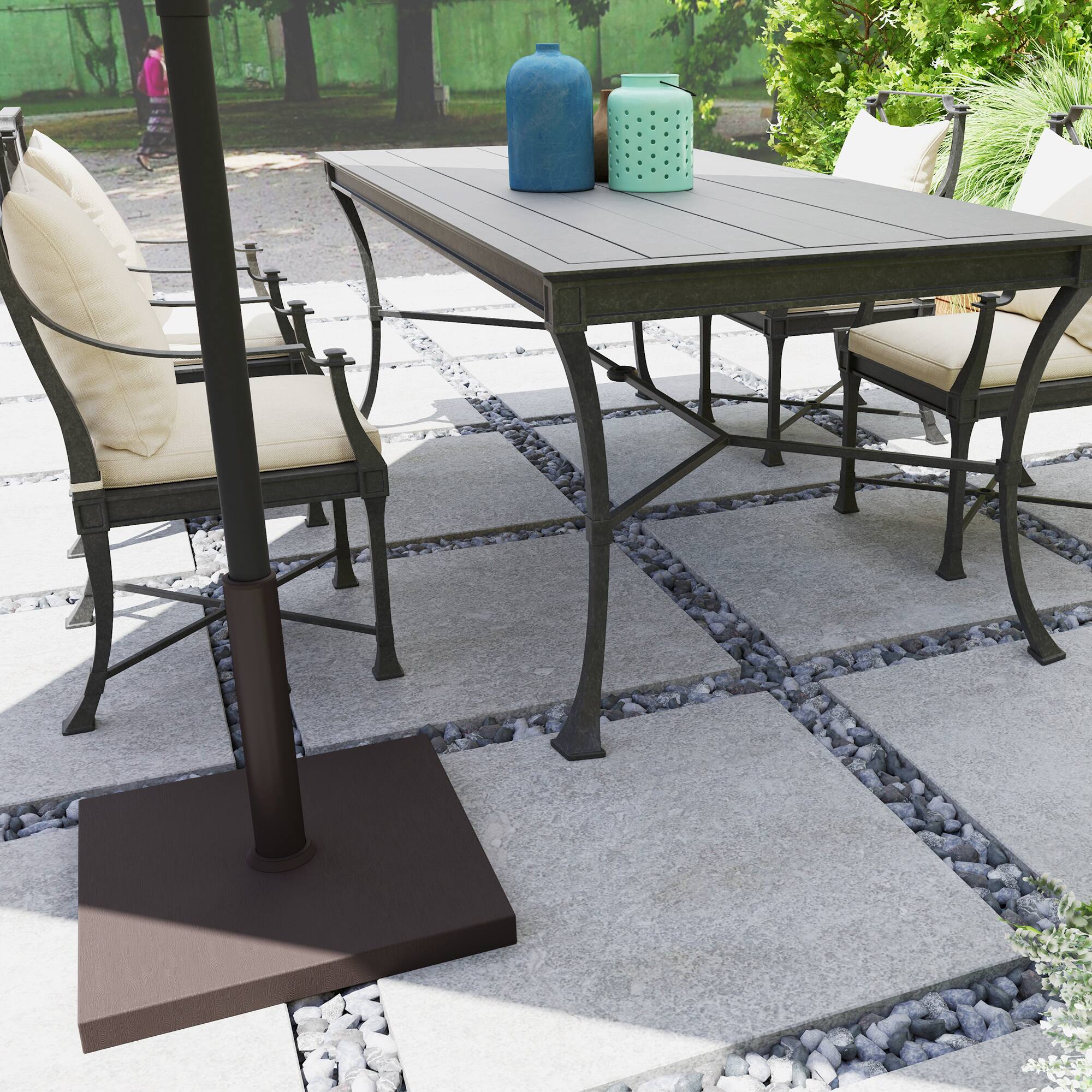 Alt View 5. Outsunny - Patio Umbrella Base, 32 lbs Umbrella Base, Outdoor Umbrella Stand Patio Umbrella Holder for 1.5"/1.9" Umbrella Poles - Brown.