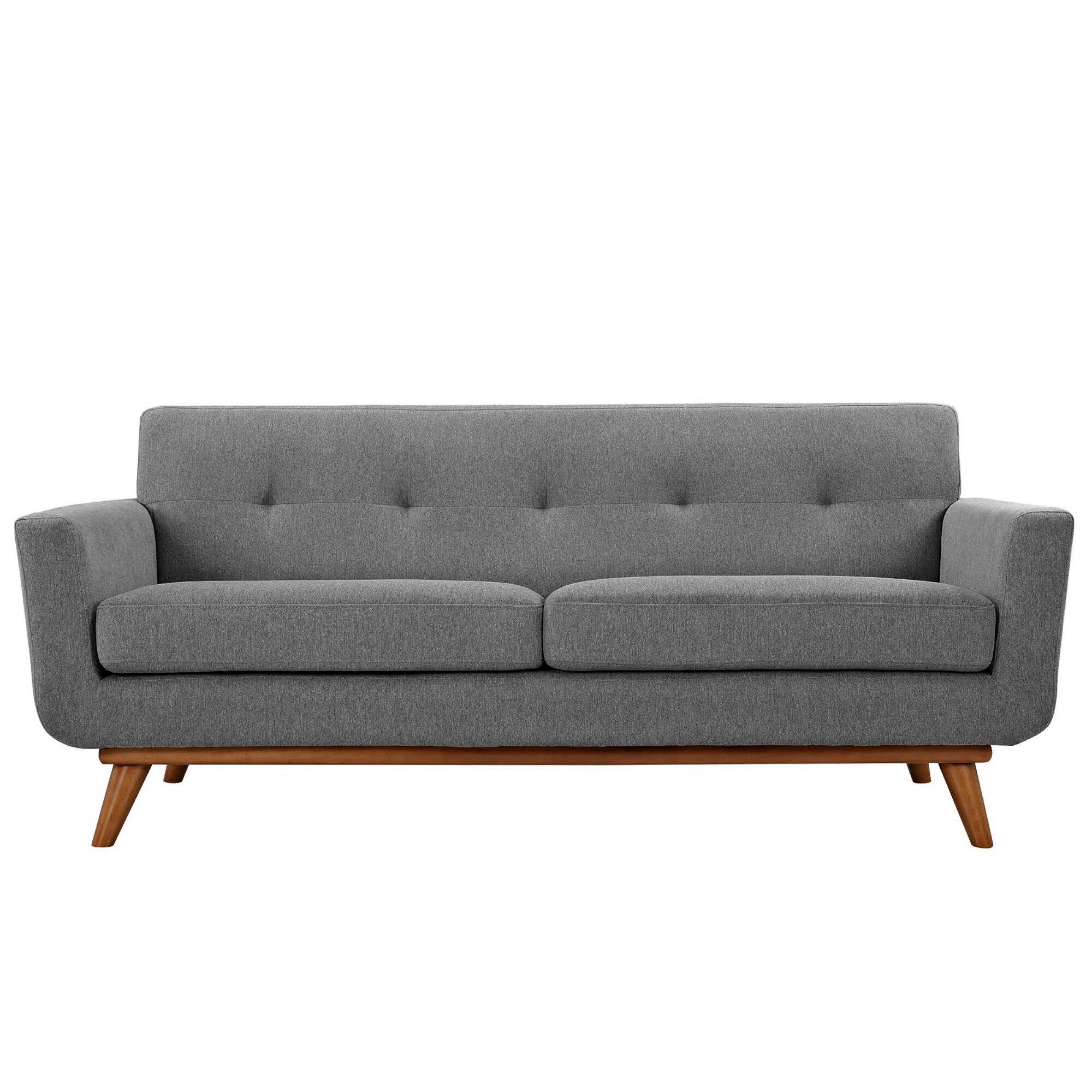 Angle. Modway - Engage Upholstered Fabric Loveseat by Modway - Expectation Gray.