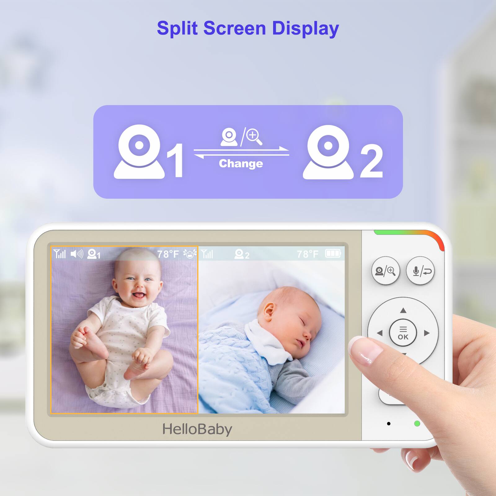 Split Screen Display 1 + Change 2 Yall 1 1 78F Tall 2 2 78F = OK HelloBaby