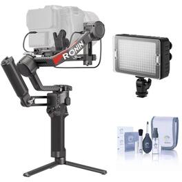 DJI - RS 4 Pro 3-Axis Handheld Gimbal Stabilizer Combo, Bundle with On-Camera LED Light and Cleaning Kit