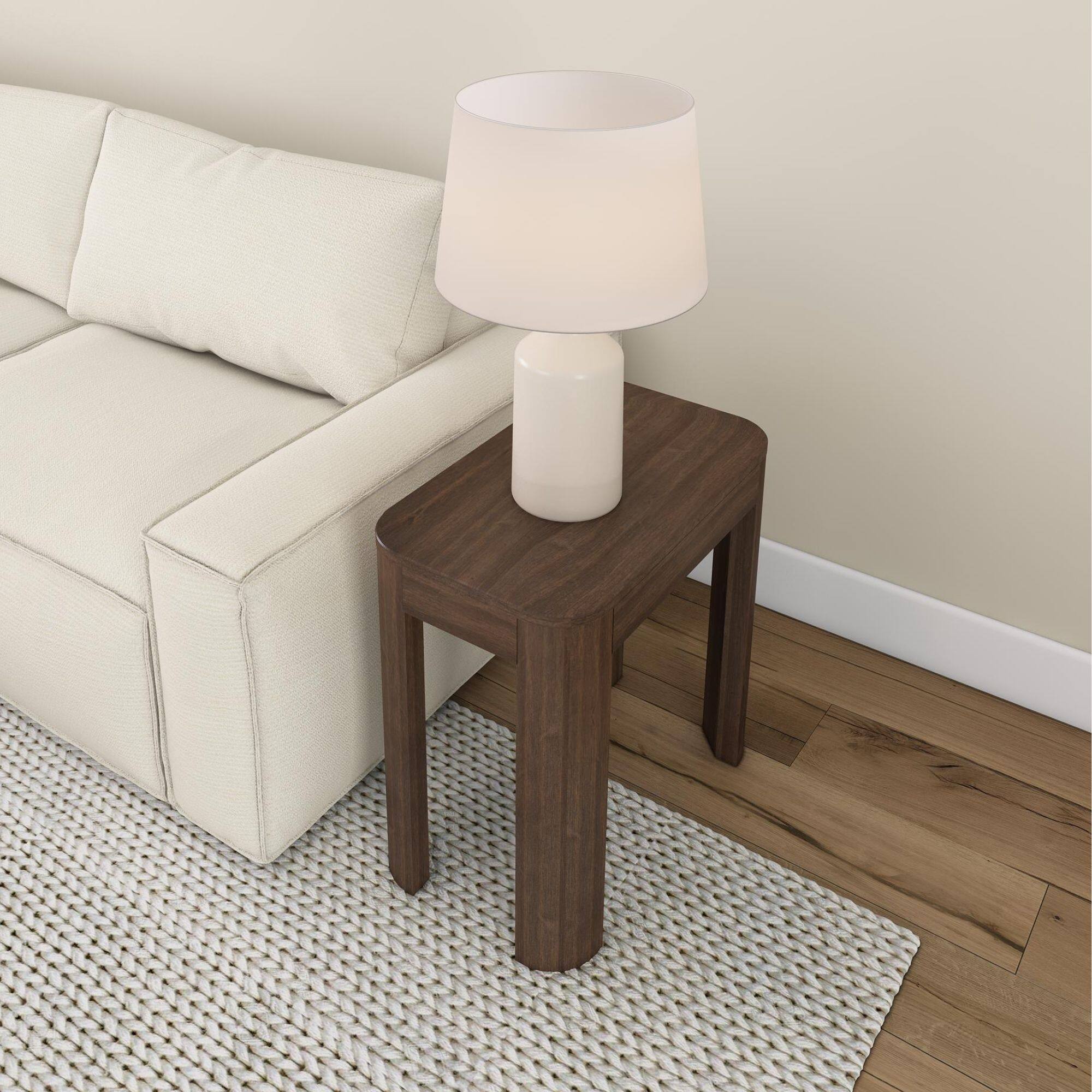 Alt View 4. Plank+Beam - Modern Rounded Rectangular Side Table (25in x 15in / 630mm x 375mm), Walnut - Walnut.