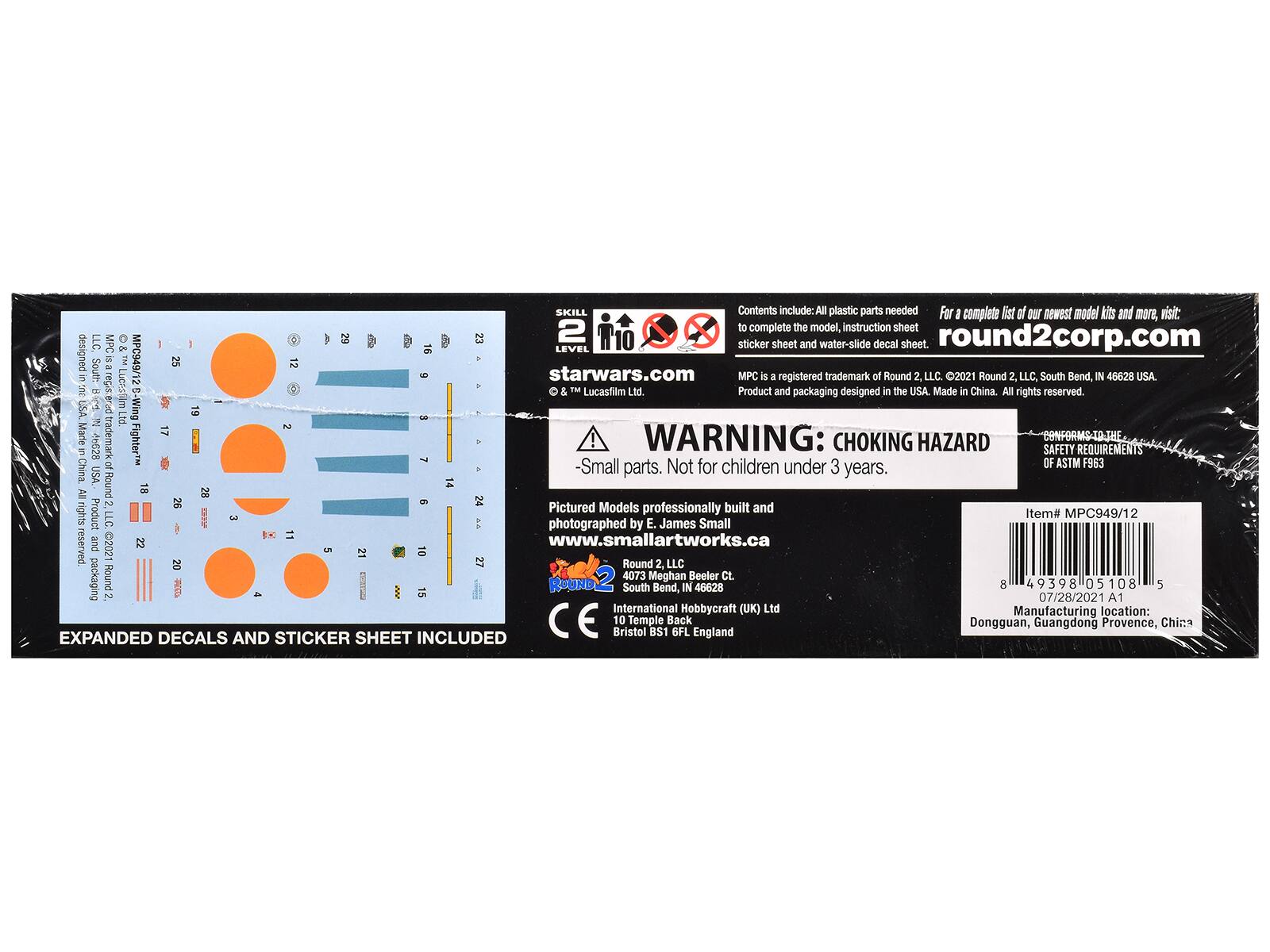 **SKILL LEVEL 2**

**starwars.com**

**WARNING: CHOKING HAZARD - Small parts. Not for children under 3 years.**

**Contents include: All plastic parts needed to complete the model, instruction sheet, sticker sheet and water-slide decal sheet.**

**MPC is a registered trademark of Round 2, LLC. ©2021 Round 2, LLC, South Bend, IN 46628 USA.**

**Product and packaging designed in the USA. Made in China. All rights reserved.**

**For a complete list of our newest model kits and more, visit: round2corp.com**

**EXPANDED DECALS AND STICKER SHEET INCLUDED**

**Pictured Models professionally built and photographed by E. James Small www.smallartworks.ca**

**Round 2, LLC South Bend, IN 46628**

**International Hobbycraft (UK) Ltd 10 Temple Back Bristol BS1 6FL, England**

**Item# MPC949/12**

**Manufacturing location: Dongguan, Guangdong Province, China**

**© Round 2, LLC. All rights reserved.**

**© & ™ Lucasfilm Ltd