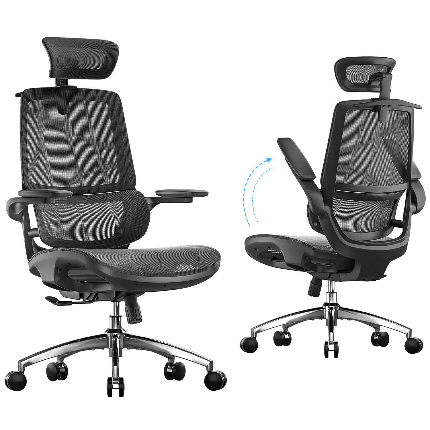 SIHOO - M59AS Ergonomic Office Chair, Computer Chair with 3D Armrests, Dual Back Lumbar Support Desk Chair for Home Office - Basic - Black