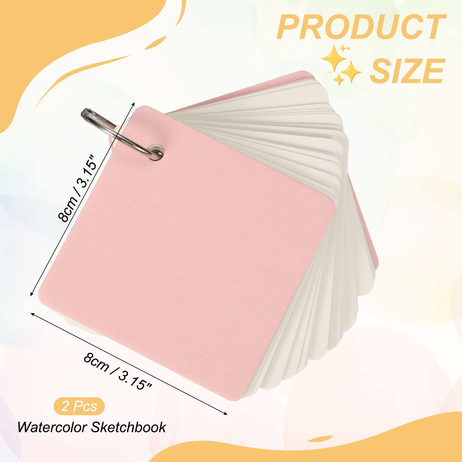 PRODUCT SIZE  
8cm / 3.15"  
8cm / 3.15"  
2 Pcs Watercolor Sketchbook