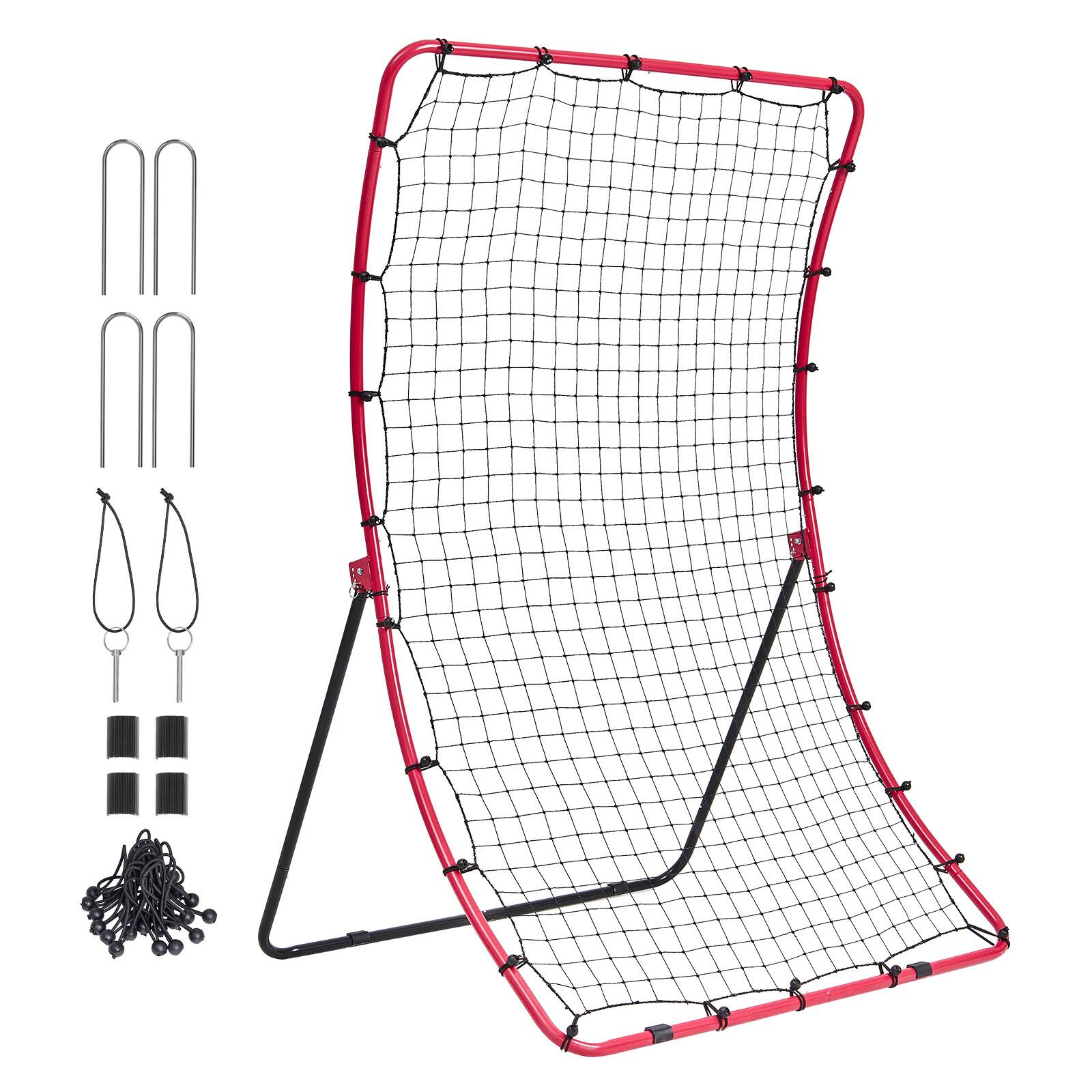 VEVOR - Baseball And Softball Rebounder Net, 4 x 5.5 ft PitchBack Baseball Pitching Nest, Pitch Return Trainer Rebound Net - Red