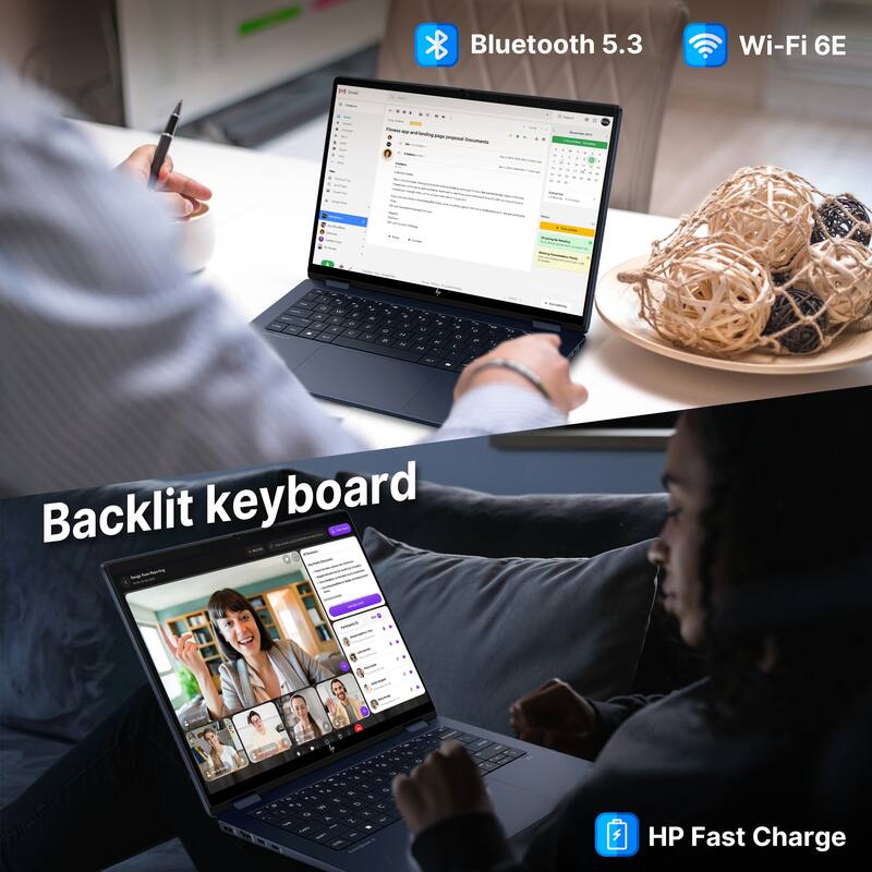 Bluetooth 5.3  
Wi-Fi 6E  
Backlit keyboard  
HP Fast Charge