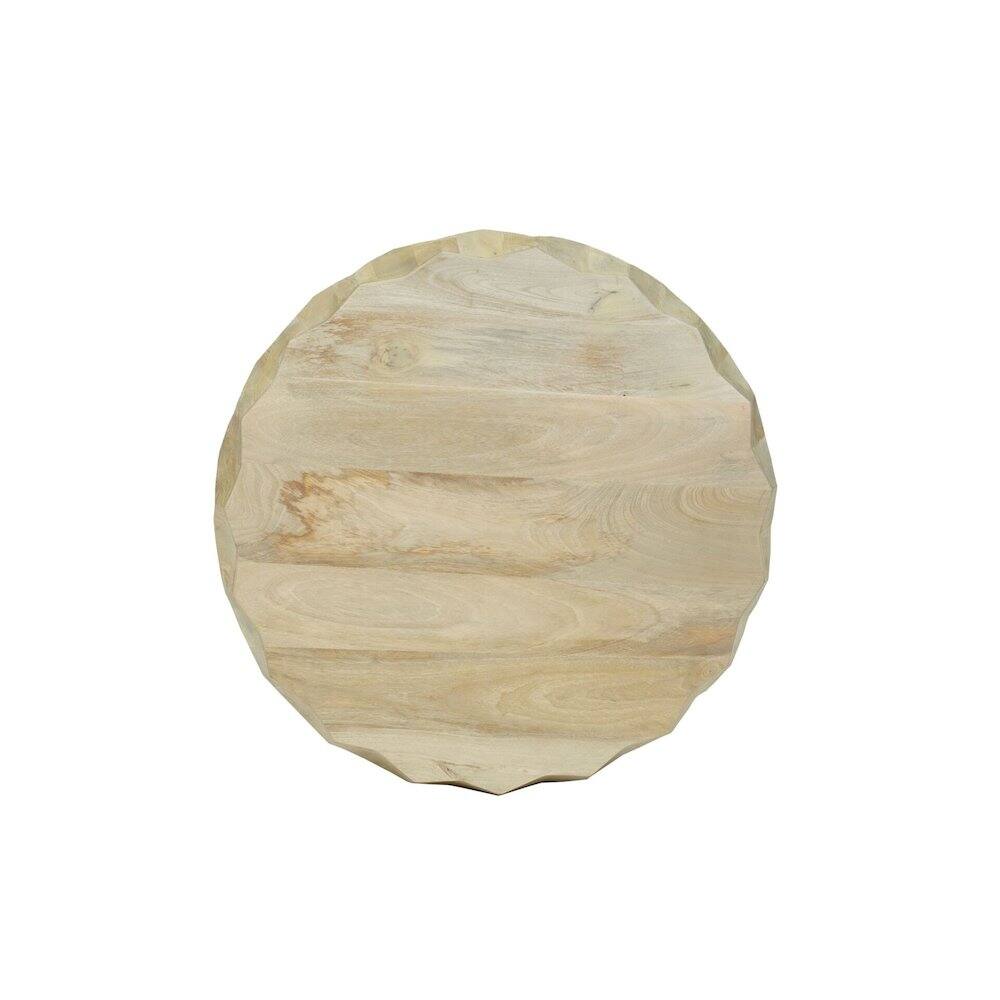 Alt View 4. Carolina Chair & Table - Facet 30" Diamond Carved Round Mango Wood Coffee Table, Walnut Finish - Brown.