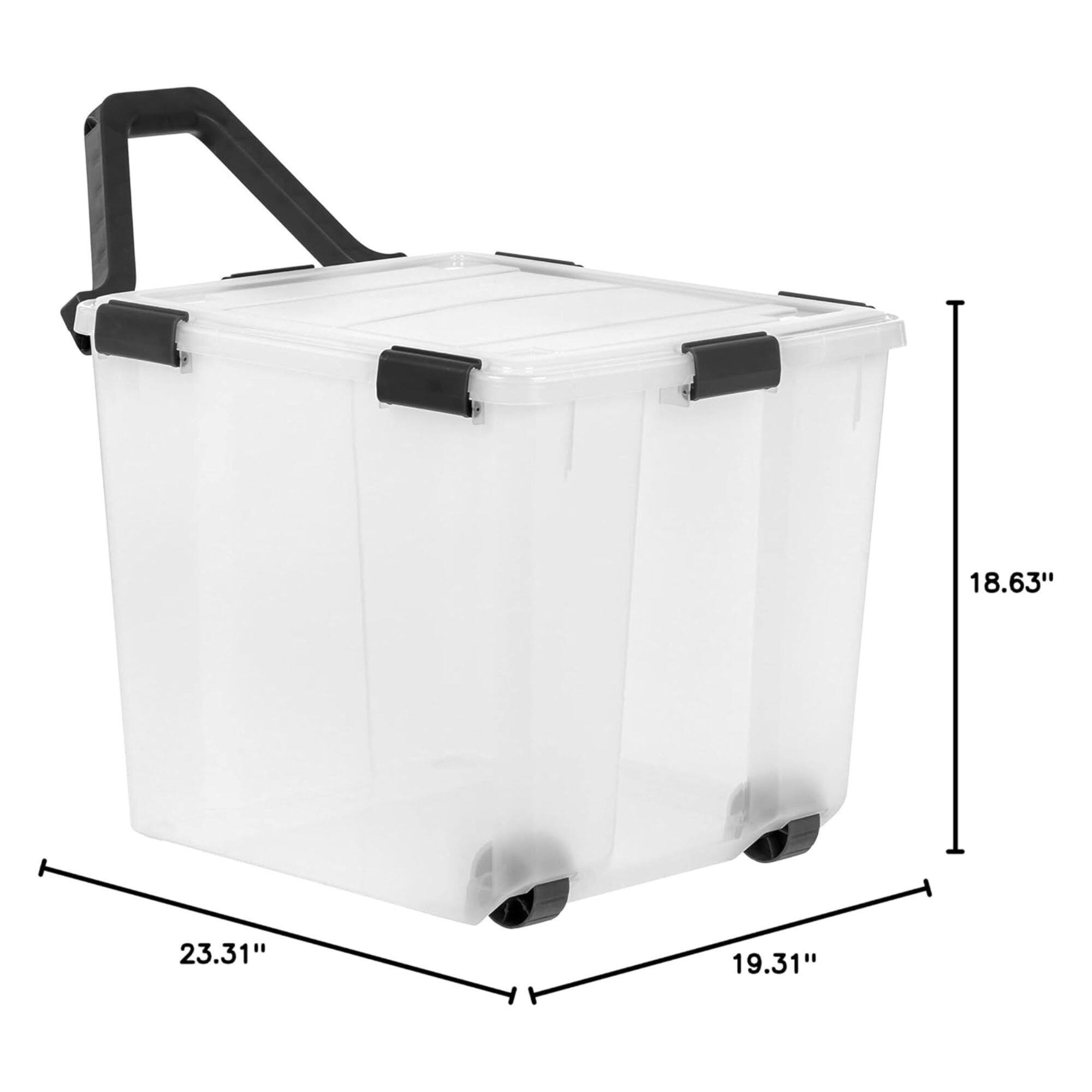 The dimensions of the container are:

- Length: 23.31"
- Width: 19.31"
- Height: 18.63"